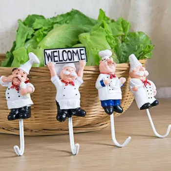 

3pcs Kitchen Cartoon Chef Wall Mount Key Holder Wall Hook Hanger Organizer Durable