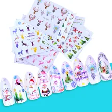 1 лист Рождественские Водные Наклейки для ногтей переводные наклейки слайдеры Снеговик Олень Хэллоуин Гель-лак Обертывания Декор ногтей Рождественский подарок