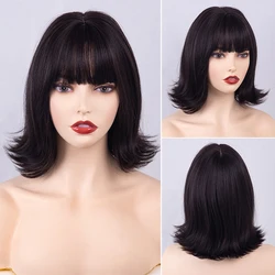 PIAOYUN Synthetic Soft Wig Black Short Straight Toopee Natural Health Heat Resistant Fashion Daily Wear Inspires For Women