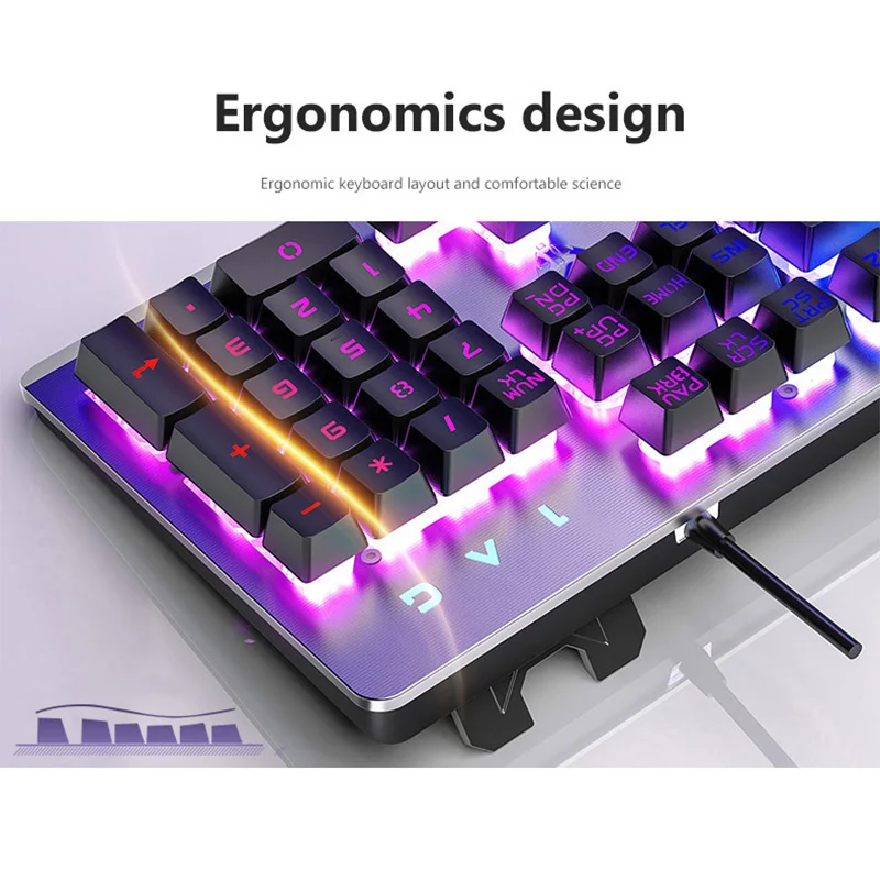 USB Проводная имитация механической клавиатуры RGB светодиодная подсветка