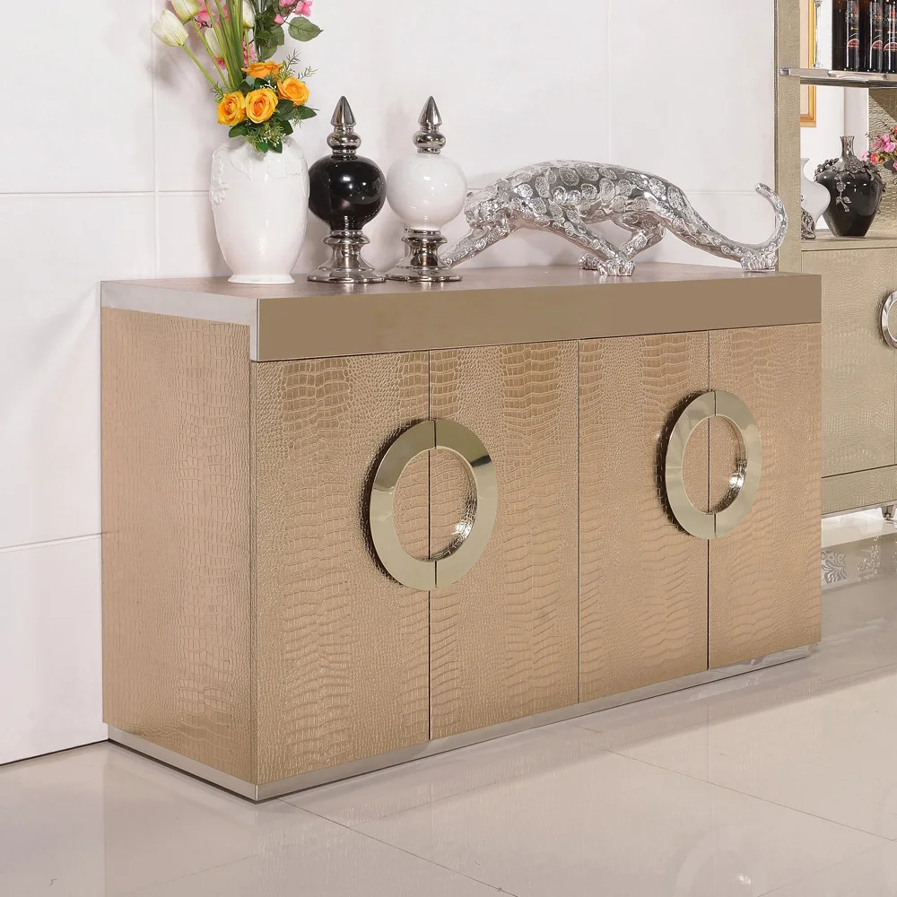 new classics TV stand post-modern designer coffee table crocodile leather stainless steel eat edge ark Aparador консоль мебель