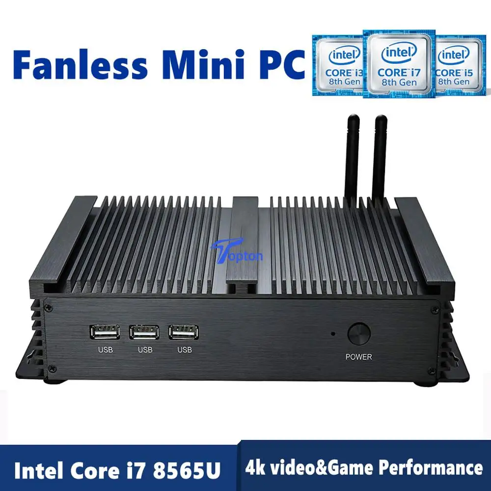 

Topton Fanless Mini PC With 4*USB3.0 2*COM HDMI Intel Core i7 8565U Processor Windows 10 Linux Pfsense Mini Industrial Computer