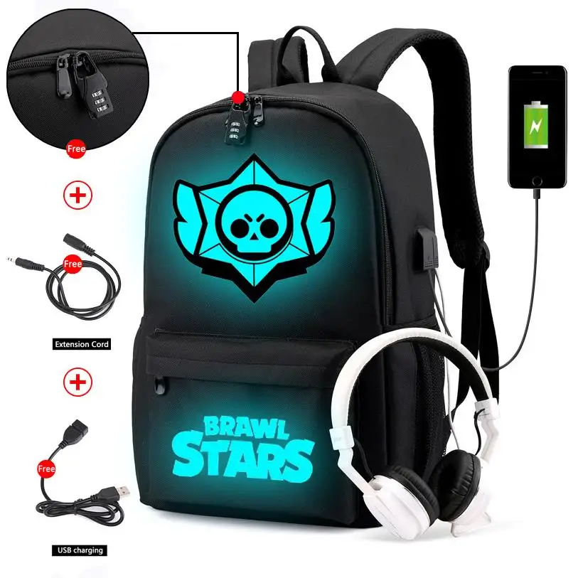 

New Games Luminous School Bag Waterproof Brawl Stars Anti-theft Laptop Backpack for Teenager Boys Girls Student School Mochilas