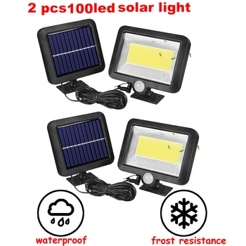 

2/4pcs Upgraded Solar LED light Solar Powered 100/56/30 LEDs Four Modes Waterproof PIR Motion Sensor Lamp Outdoor Fence Garden P