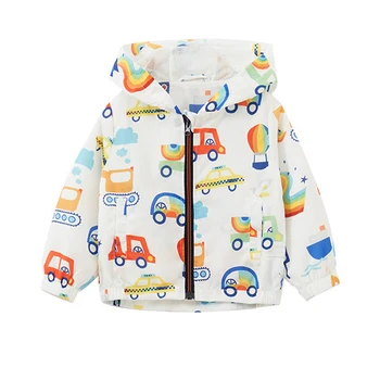 

Little maven Autumn Boy Jacket Hooded Car Print Children's Clothes Children's Windbreaker Kids Topwear Garment