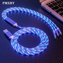 3in1 led iluminação usb cabo micro usb tipo c 8pin cabo de carregamento para iphone 11 x huawei samsung multi porta usb usb c telefone cabo