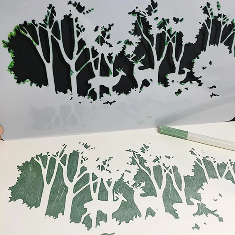 

1PC DIY Christmas Tree And Deer Pattern Painting Template Stencil Set Scrapbooking DIY Cards Drawing Toys