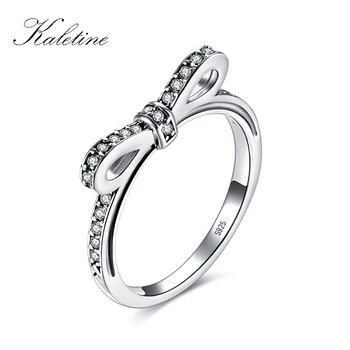 

KALETINE Bow Knot Ring 925 Sterling Silver Ring Sparkling Bow Knot Cubic Zirconia Rings for Women Silver Jewelry KLTR035