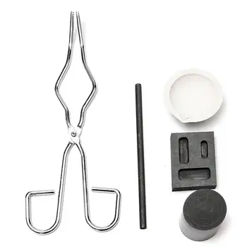 

Graphite Crucible Set Gold Silver Copper Ingot Mold Set Jewelry Design Repair Tool Silica Melting Crucible Tong 24CM New