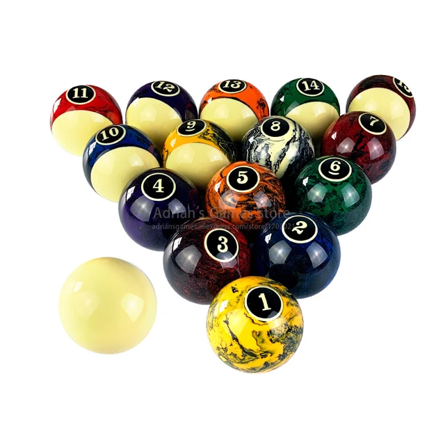 Billiards Balls Set 5.72cm Marble Texture Black8Ball Pool NineBall Practice Including 16PCS