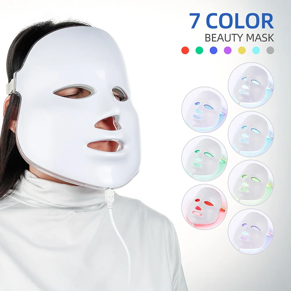 NOBOX-Foreverlily 7 Colors LED Face Mask Photon Light Therapy Skin Rejuvenation Facial PDT Skin Care Beauty Mask Ance Treatment