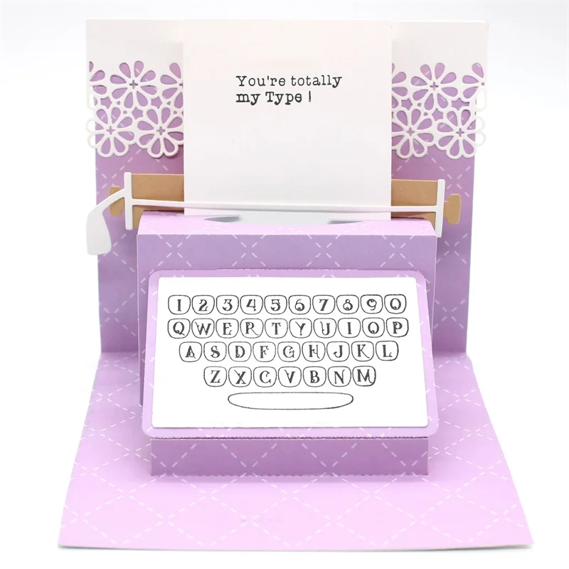 Beste Kscraft Pop Up Schrijfmachine Kaart Kan Vouw Platte Metalen Stansmessen Voor Diy Scrapbooking Card Making Kids Fun decoratie Benodigdheden