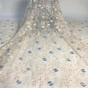 

Latest African Nigerian Embroidered Tulle Lace Fabric 2020 High Quality lace French Tulle Net Lace Fabric With Sequines xb82-978