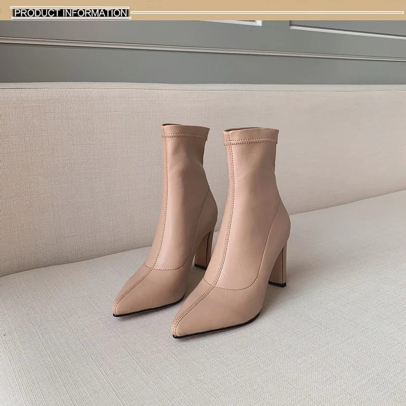 Модные ботильоны г. Новые осенне-зимние сапоги для верховой езды женские эластичные сапоги-носки на высоком каблуке пикантная обувь на высоком каблуке женские ботинки