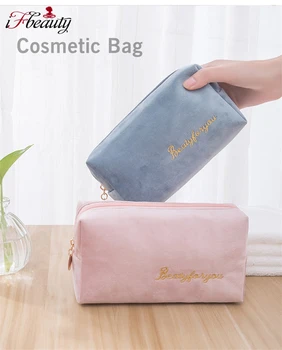 

Handheld Velvet Candy Color Multifunction Travel Cosmetic Bag Women Makeup Bags Toiletries Large Capacity Organizer Storage