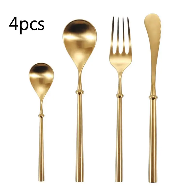 Gold 4Pcs Upspirit 4 шт. набор разноцветной посуды из нержавеющей стали в западном стиле набор столовых приборов Ложка Вилка Основной нож кофейный Совок посуда - Цвет: Gold 4Pcs