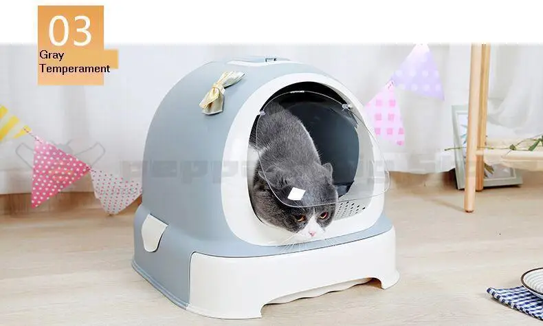Кошачий песочный умывальник, полностью закрытый туалет для кошек, Дезодорирующий, очень большой, с защитой от напыления, для кошек, кушак-ванна, принадлежности для кошек, ящик для кошки, сашпот