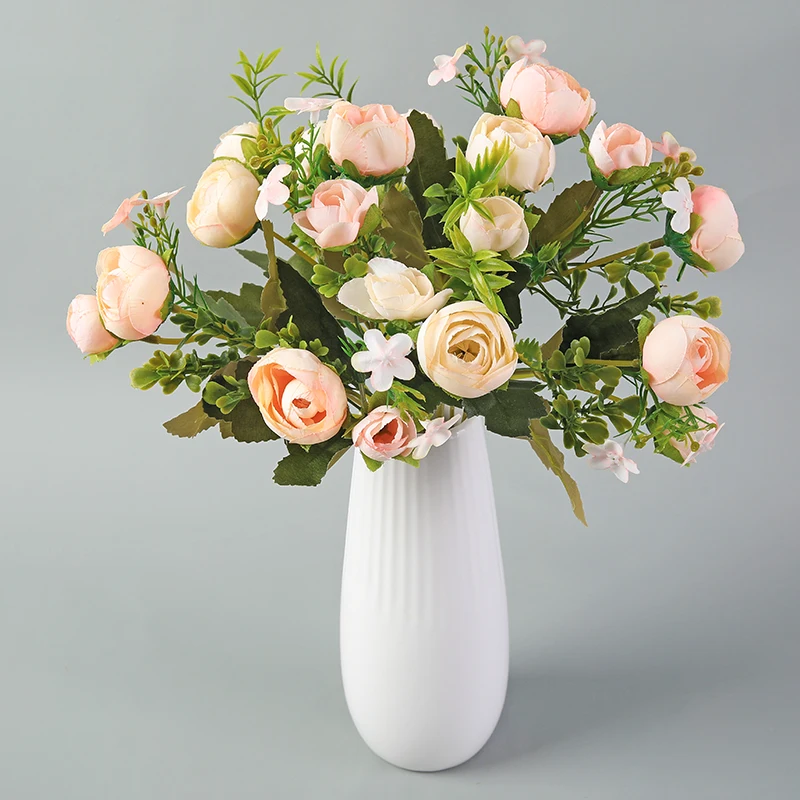 28cm/11in Rose White Silk Camellia Artificial Flowers Bouquet 10 Big