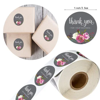 

500 Pcs/Roll Cute Flowere Sealing Label Decorative Adhesive Sticker Thank You Sticker For Scrapbooking Stationery Supplies