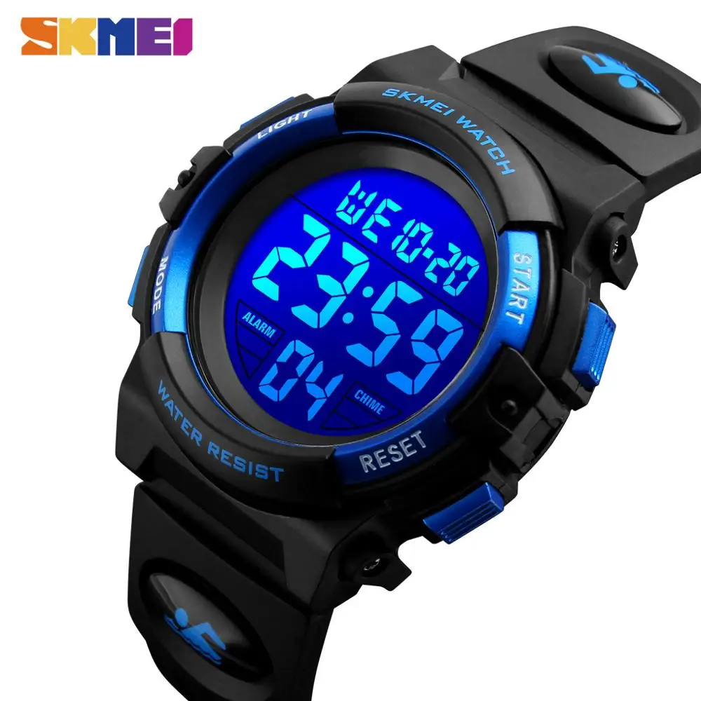 Ceny SKMEI dzieci LED cyfrowy zegarek elektroniczny chronograf zegar Sport zegarki 5Bar wodoodporne dzieci zegarki dla chłopców dziewcząt