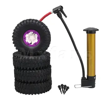 

Mxfans 4x RC1:10 Crawler Car Inflatable Tires+White Wheel Rims Purple Beadlock