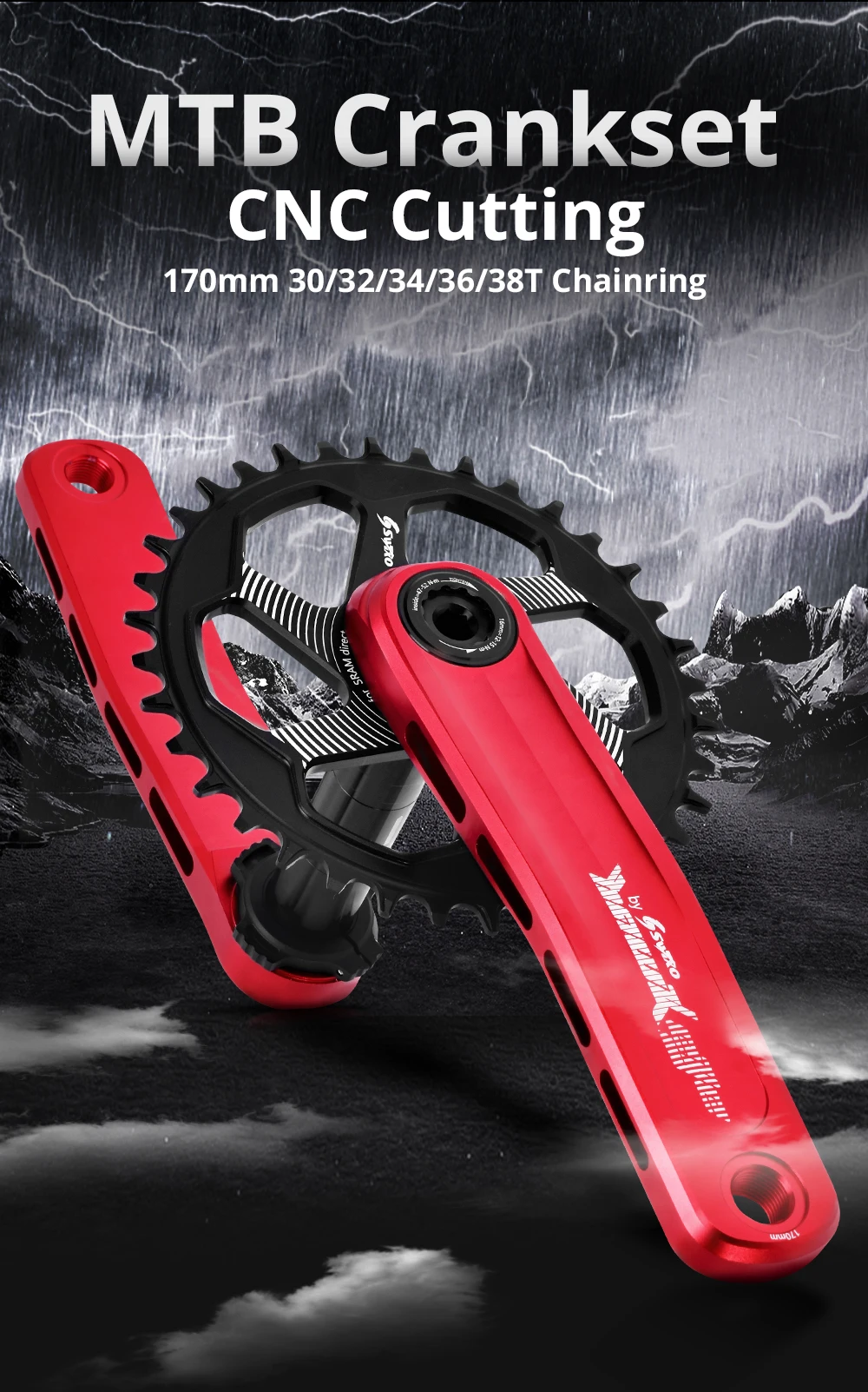 Seulement la Manivelle Craque de 170 mm F SWCRUCO Pédalier de vélo de montagne, plateau GXP