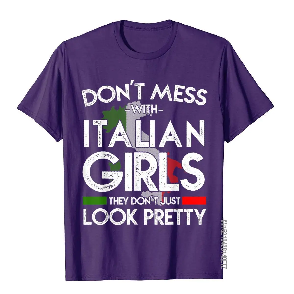 Funny Don't Mess With Italian Girls Italy Flag Pride Roots T-Shirt__B13220purple
