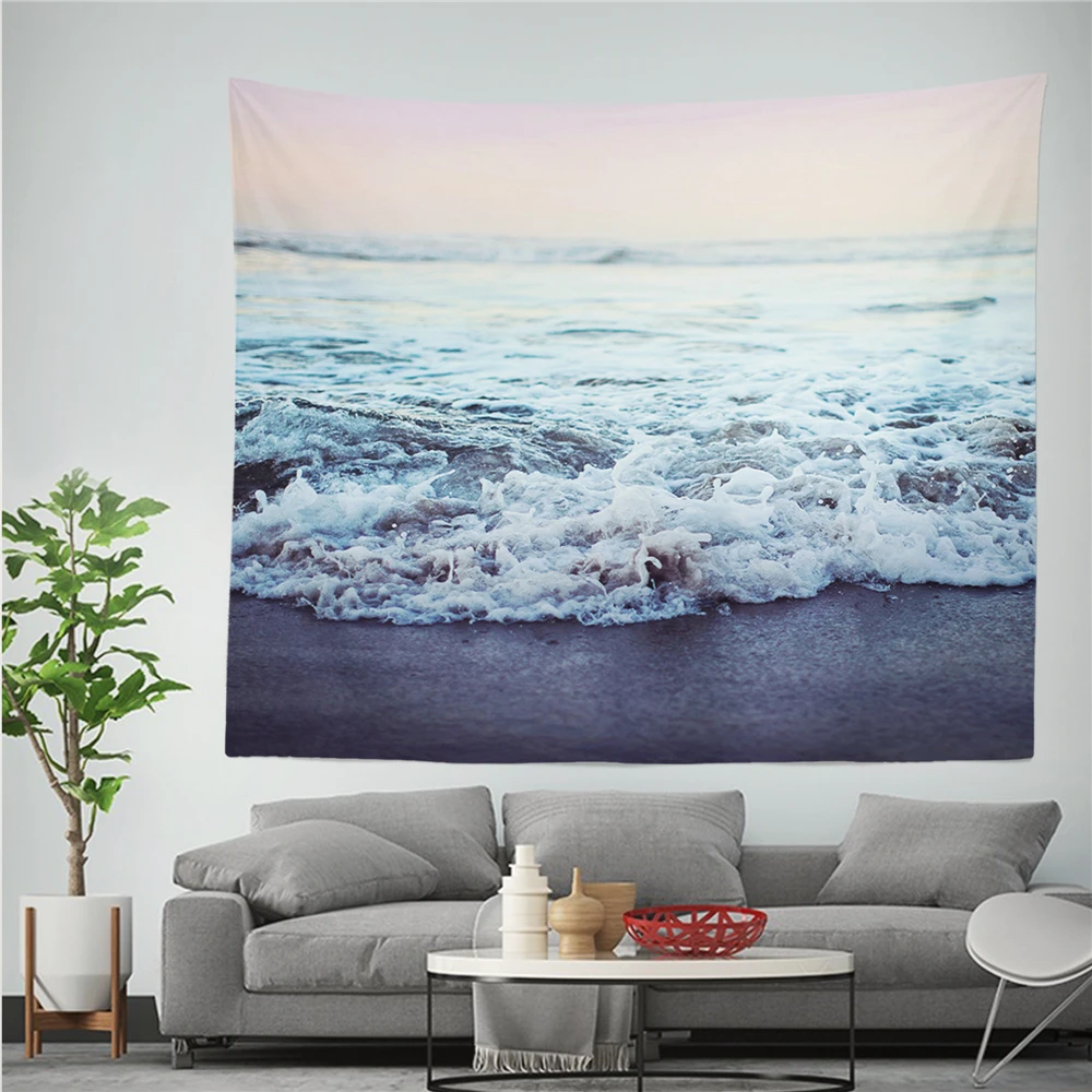 

Simple Ocean Waves Tapestry Beach Pattern Printe 100% Polyestry Wall Cloth Tapestries Throw Rug Blanket Yoga Mat Home Decor