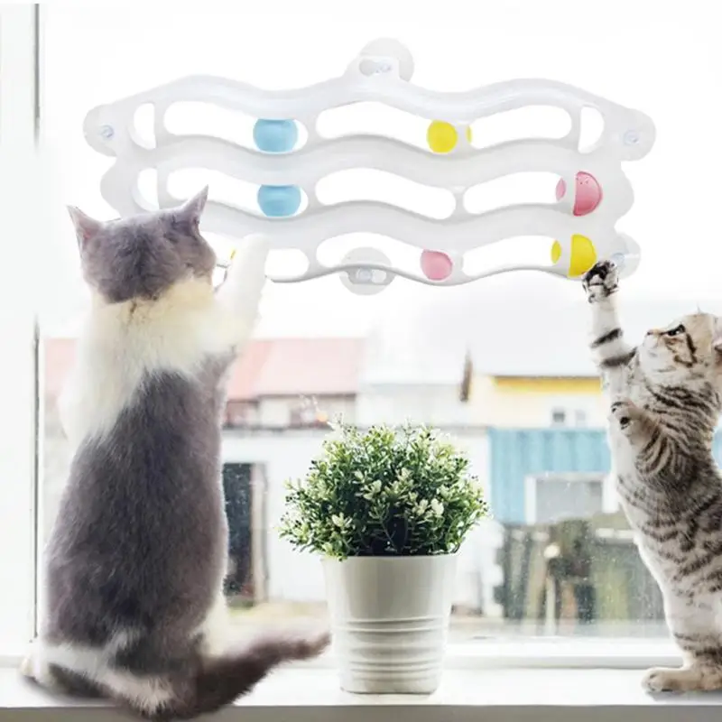 Игрушка для кошек, подвижная дорожка, игровой мяч, окно, Солнцезащитная чашка, пластиковая железная дорога, интерактивный котенок, товары для домашних животных, адсорбционное стекло