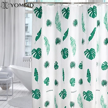 

Tropical Leaves Printed Waterproof Polyester Shower Curtain High Quality Polyester Shower Curtains with 12 Hooks Shower Curtain