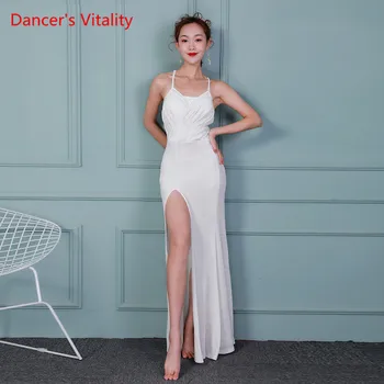 

Cheap 2019 Summer Sling One Piece sleeveless Women Belly Dance Outfit Practice Clothes Dancer Sexy Side Slit Long Dress