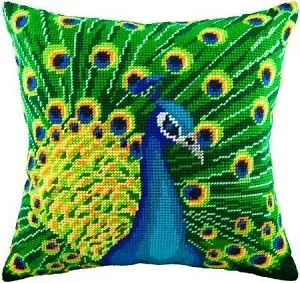 

3D Latch Hook Pillow Animal peacock DIY Cross-Stitch Kit Cartoon Girl Embroidery Pattern Button Package Pillow