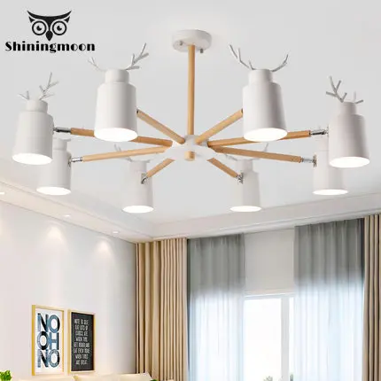 

Nordic Living Room Chandelier Lighting Modern Creative Led Iron Deer Horn Hanging Lamp Bedroom Home Art Decor Lustre Luminaria