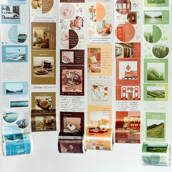 

Vintage Coffee Time Transparent Bullet Journal PET Washi Tape Adhesive Tape DIY Scrapbooking Sticker Label Masking Tape