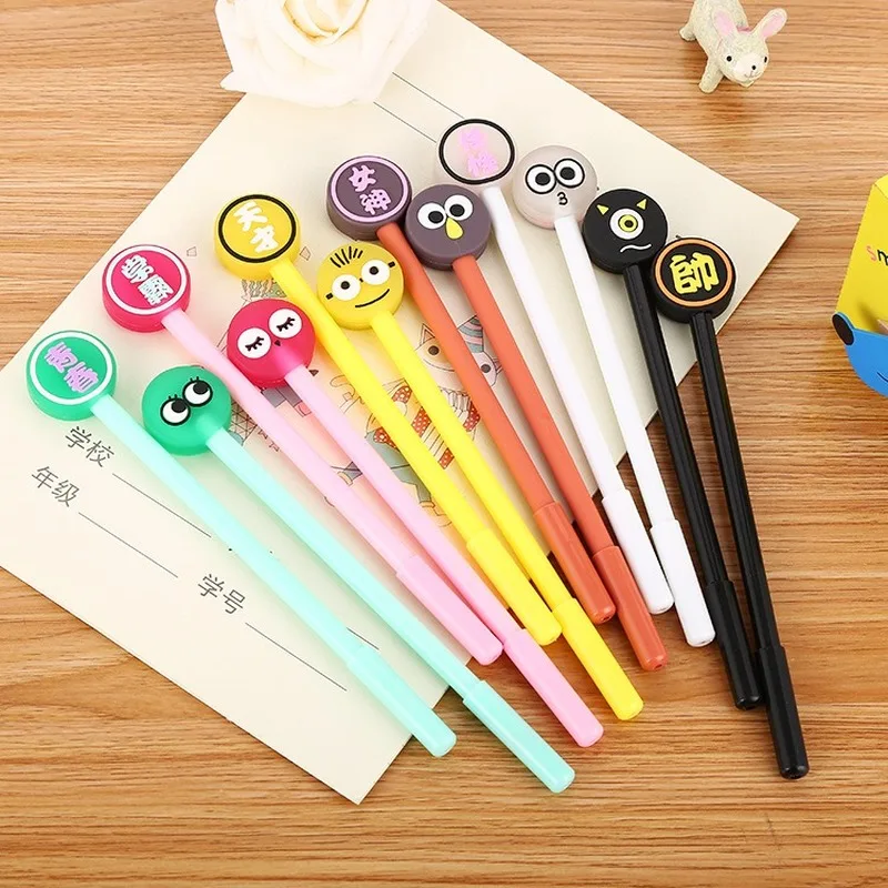 

18 PCs Cute Cartoon Straight A Student Gel Pens Creative Student Stationery Neutral Pen Office Supplies Signature Pen Wholesale
