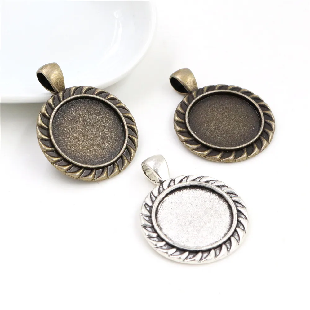 

10pcs 20mm Inner Size Antique Silver Plated And Bronze Classic Style Cabochon Base Setting Charms Pendant