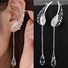 2022 New Silver Plated Angel Wing Stylist Crystal Earrings Drop Dangle Ear Stud For Women Long Cuff Earring Bohemia Jewelrys ► Photo 1/6