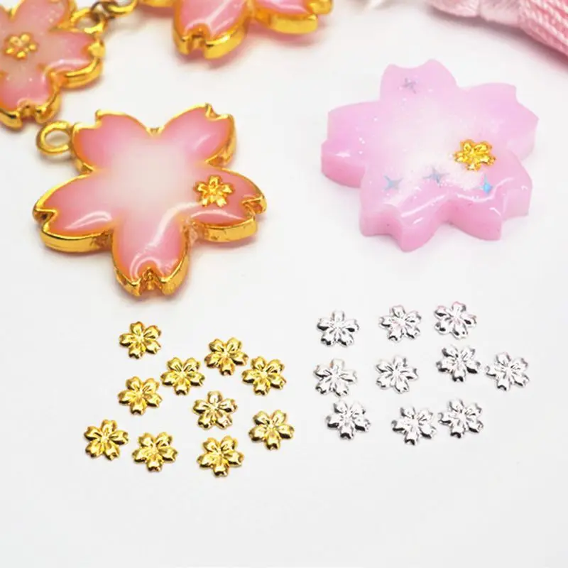 

100Pcs Cherry Flower Frame UV Resin Charm Filling Bezel Setting Cabochon Fillers
