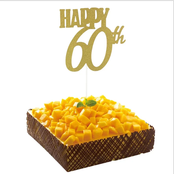 10 Золотой блестящий Топпер для торта от 1 до 60 лет с надписью «Happy Birthday», украшения для торта для любви, семейные вечерние украшения для выпечки - Цвет: 10