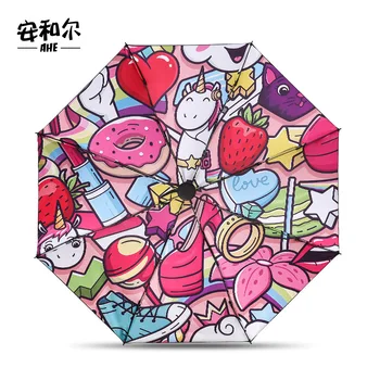 

[Normal Delivery] 2020 New Style Girl'S Outdoor Sunshade Rain Umbrella Hand-Painted Rain Or Shine Dual Purpose Umbrella Logo