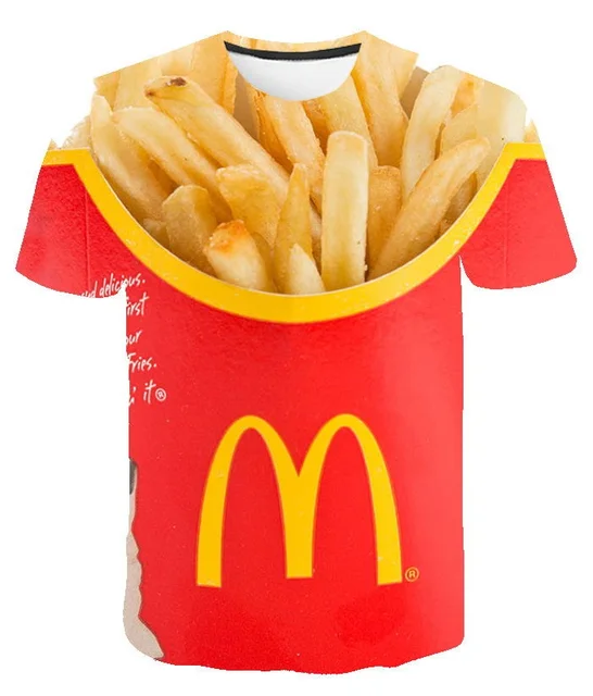 T-shirt Men 2019 New Hip Hop Fashion 3d Burger fries fast food loose Unisex Summer Tops Tees Loose t shirt men
