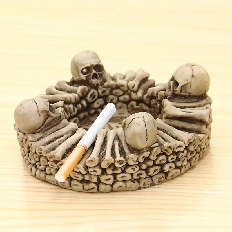 

Halloween Skull Ashtray Creative Resin Horror Style Portable Ashtray Day Of the Dead Home Decoration Desk Accessories