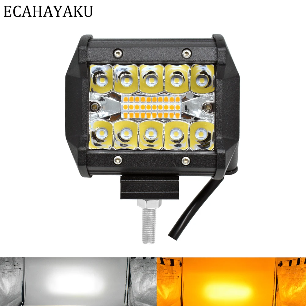 ECAHAYAKU новый 4 дюймовый светодиодный фонарь 12 в 60 Вт двухцветный со стробоскопом