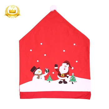 

Hot Christmas Chairs Cover Santa Claus Cap Non-woven Dinner Table Red Hat Chair Back Covers Xmas Christmas Decorations for home
