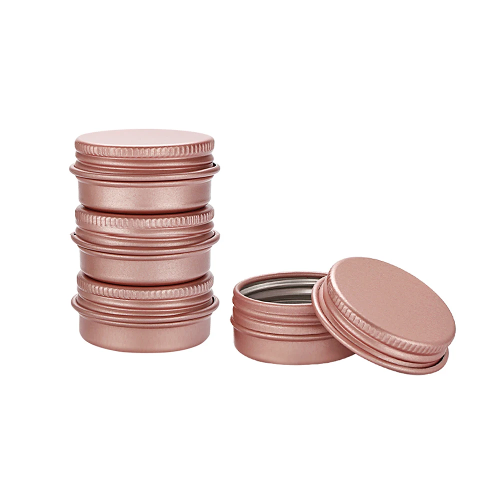 

50pcs 10g 15g 30g Rose Gold Aluminum Jars Empty Cosmetic Makeup Cream Lip Balm Gloss Metal Tin Container