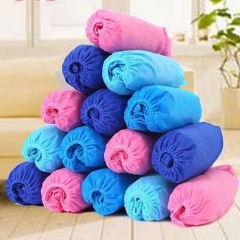 

Hot 100Pcs Disposable Plastic/ Non-woven Fabrics Anti Slip Boot Safety Shoe Cover Over Shoes Shoe Boot Covers Carpet Protectors