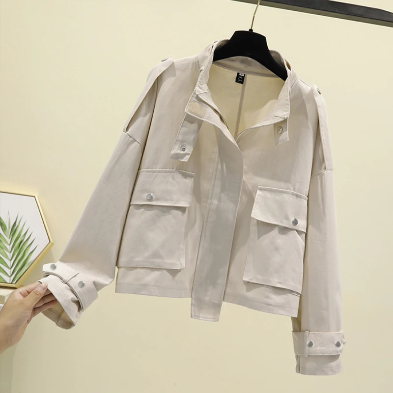 Guilantu Spring Summer Bomber Basic Jacket Women Mandarin Collar Zipper Casual Loose Streetwear Jackets Coat Female Work Clothes