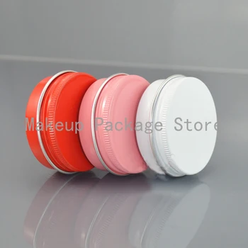 

30g ML refillable box pink/white/red empty round aluminum metal tin cans bottle cosmetic cream box DIY jar Aluminum Lipstick Pot
