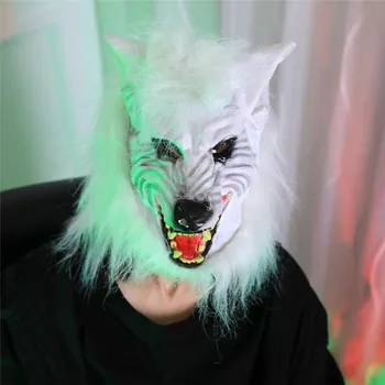 

Halloween Silicone Rubber Wolf Head Hair Mask New Fashion Horrible Werewolf Costume Festival Party Scary Masks Halloween Decors