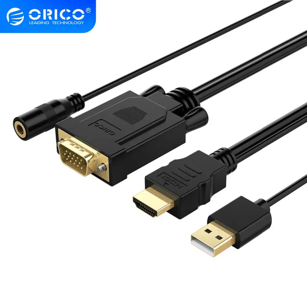 Кабель адаптер ORICO HDMI в VGA конвертер аудио и видеосигнала с usb кабелем питания для